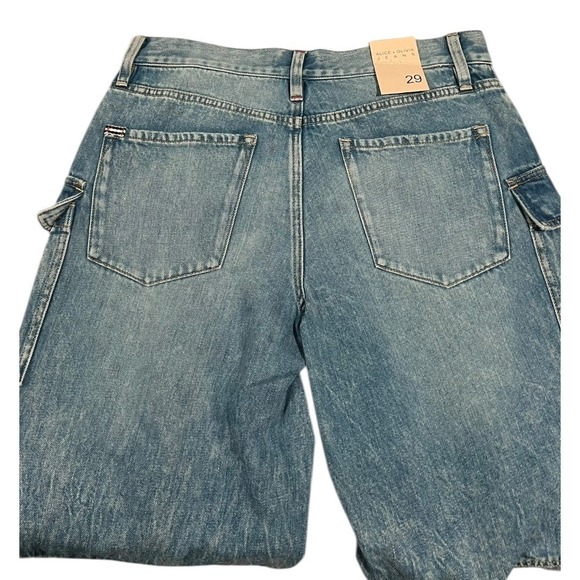 NWT Alice + Olivia Wide Leg Cargo Jeans Light Wash Women's 29 - Picture 15 of 16